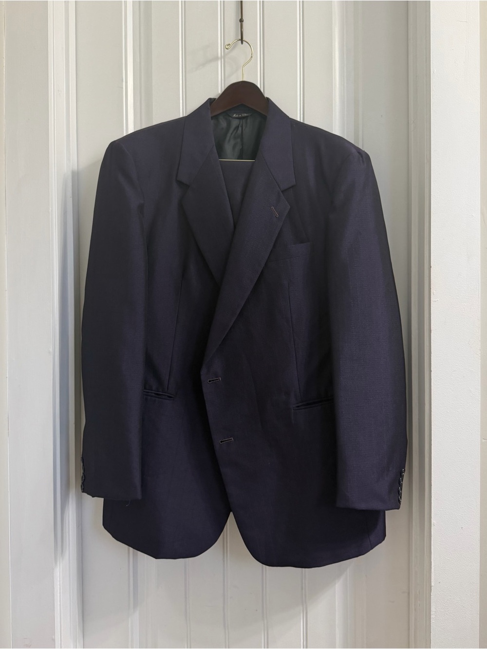 Gino Capeli Men’s Dark Purple Suit Blazer 46L Pants 41X30